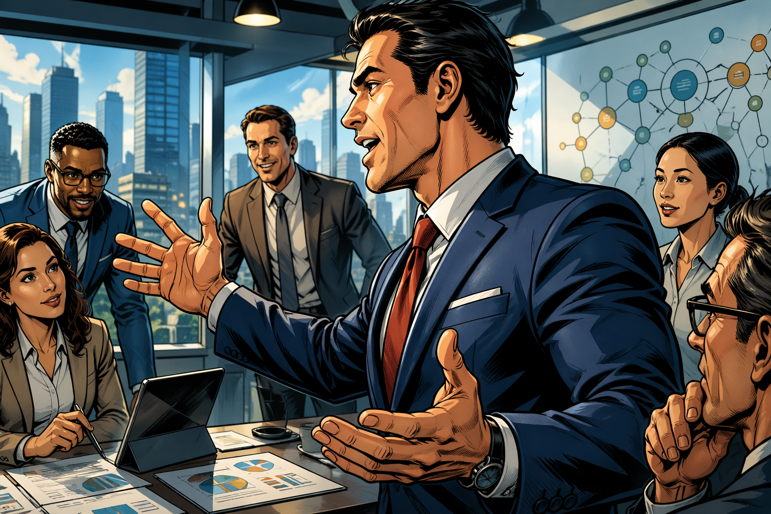 メンバーに指示をするリーダー