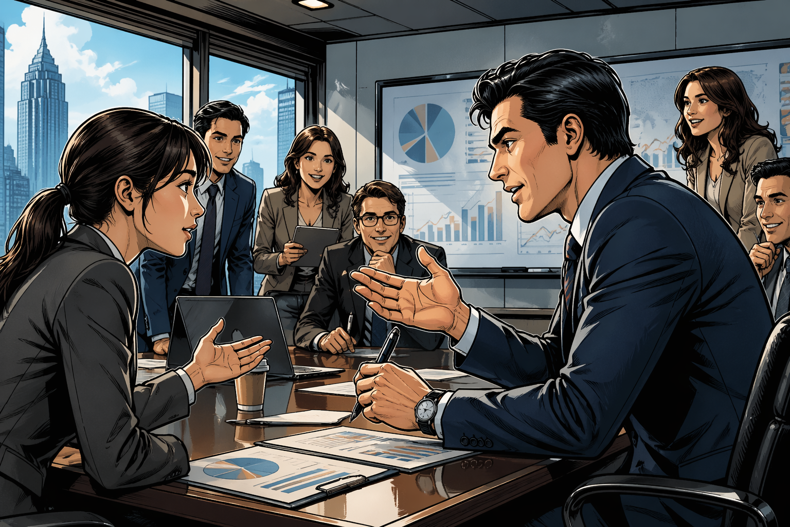 若手社員に説明するリーダー